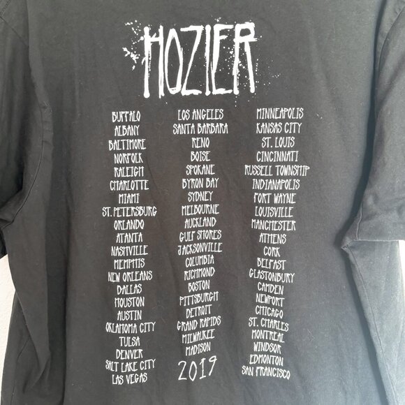 Hozier 2019 Tour Black T-Shirt Concert Merchandise XXL Wasteland Baby PoeticCore - Picture 6 of 9